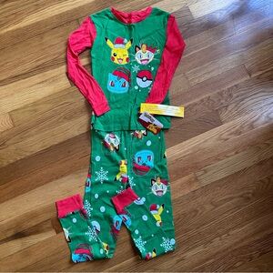 Pokémon Boys' Size 8 Long Sleeve Pajama Set Holiday Pikachu & Friends Red Green